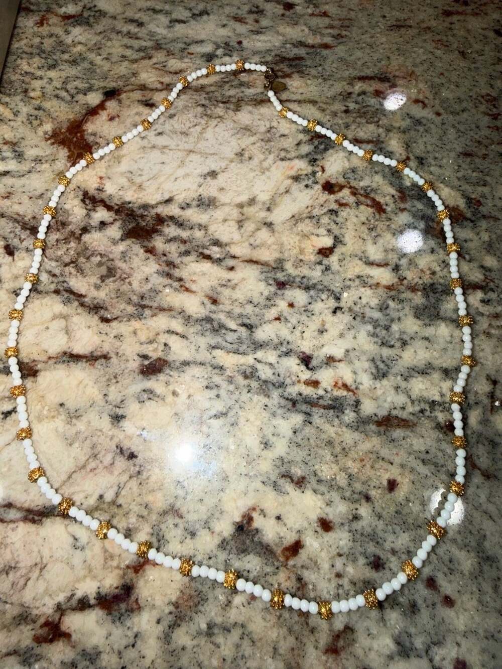 Les Bernard Vintage White Glass & Gold-Tone Necklace